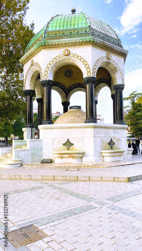 Istanbul, TURKEY - October 10, 2021: German Fountain - Alman Çeşmesi, Sultanahmet, İstanbul