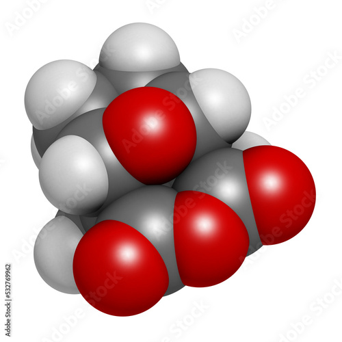 Cantharidin blister beetle poison molecule. 3D rendering.  Secreted by blister beetles  spanish fly  soldier beetles  etc.