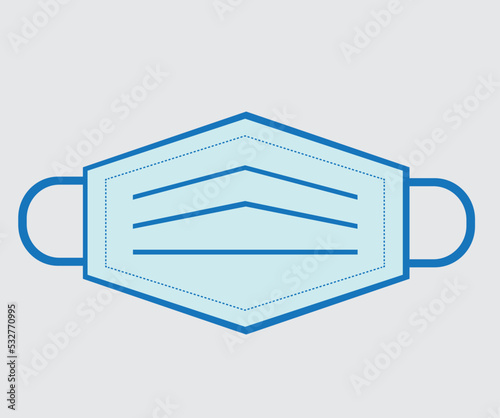 Blue, Medical, or Surgical Face Mask. Virus Protection. Breathing Respirator Mask. Health Care Concept. Vector Illustration., infection and contaminated air.