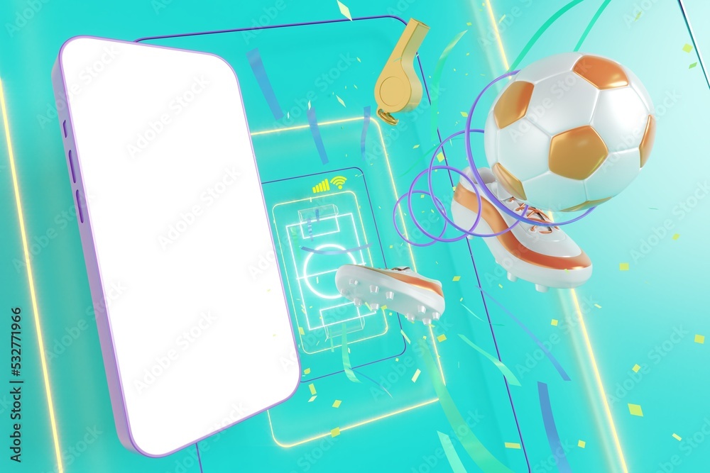 football balls object, sport ball design, football element concept, 3d illustration, abstract football technology, smartphone mobile screen, green grass field, online sport live, casino sport business football balls object, sport ball design, football element concept, 3d illustration, abstract football technology, smartphone mobile screen, green grass field, online sport live, casino sport business