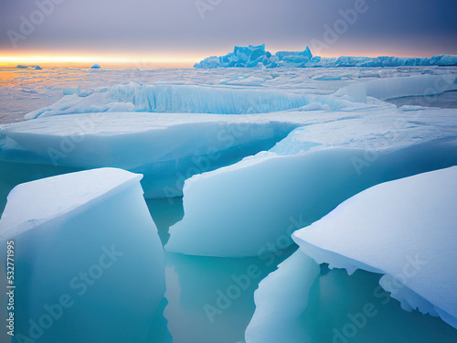 icebergs floating in the Antarctic ocean