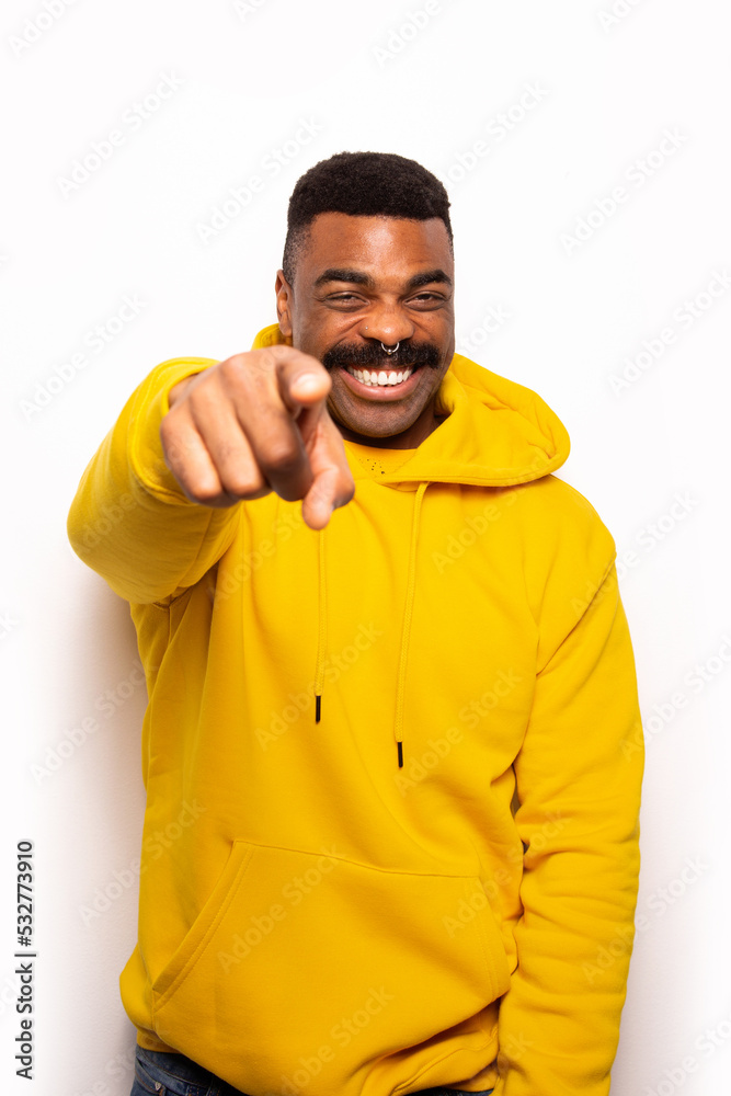 Cheerful black man showing thumbs up Cheerful black man showing thumbs up