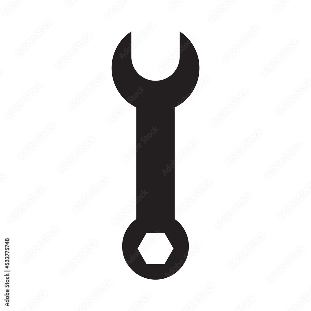Graphic flat wrench icon for your design and website Graphic flat wrench icon for your design and website