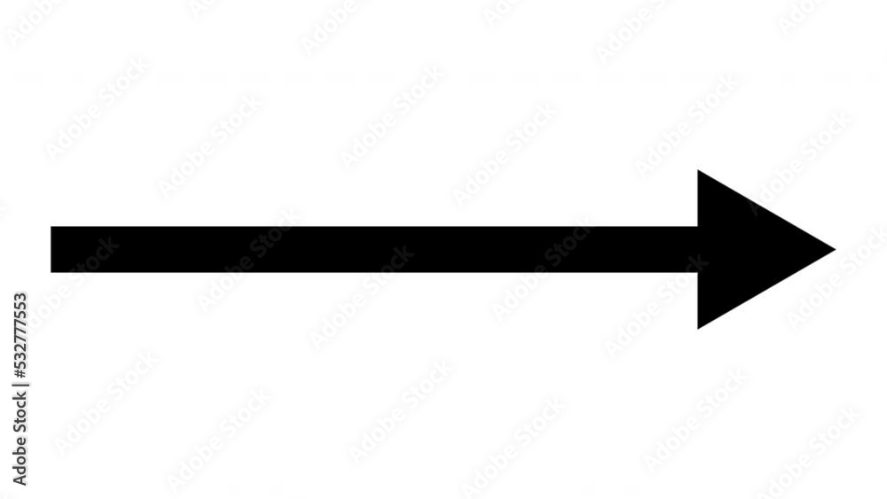 Animation of a simple black arrow extending on white background Animation of a simple black arrow extending on white background