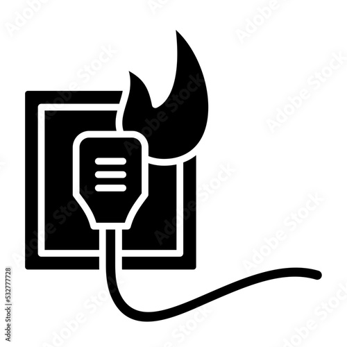 Electricity Fire Glyph Icon