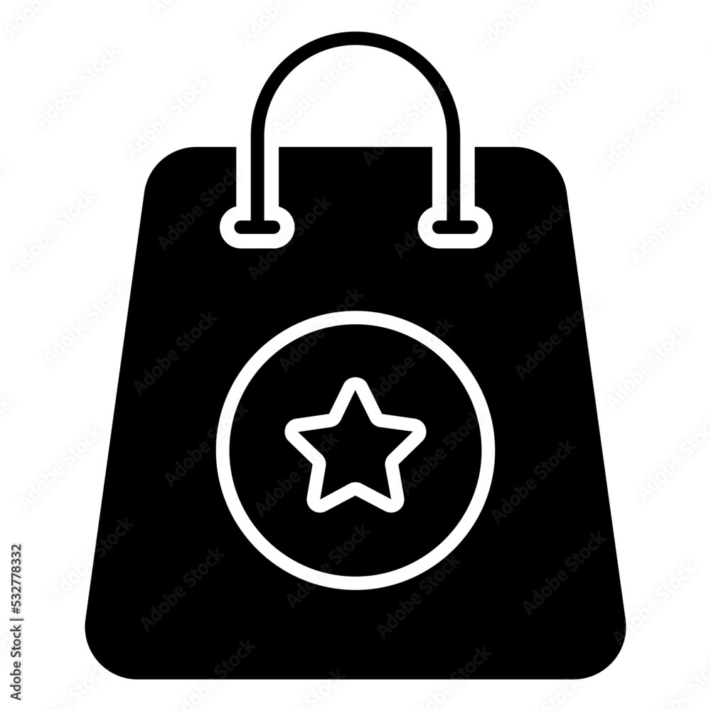 Glyph design icon of favorite shopping Glyph design icon of favorite shopping