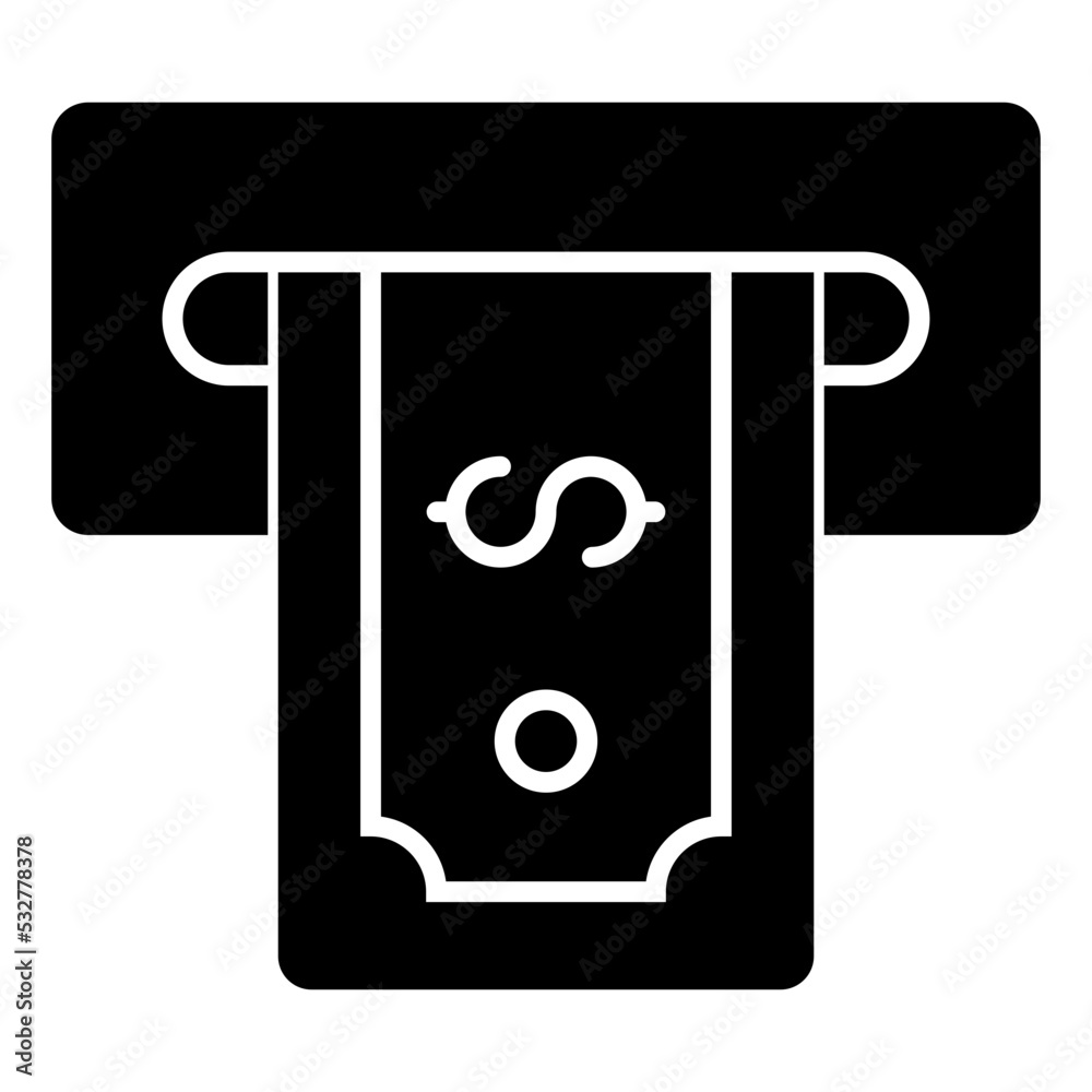 Conceptual solid design icon of money withdrawal Conceptual solid design icon of money withdrawal