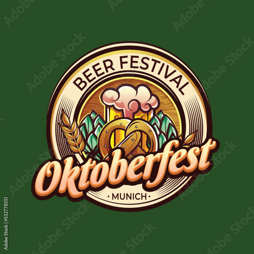 hand drawn logo template oktoberfest vector design illustration