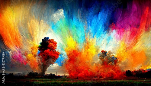 Colored powder explosion. Abstract multicolor background.