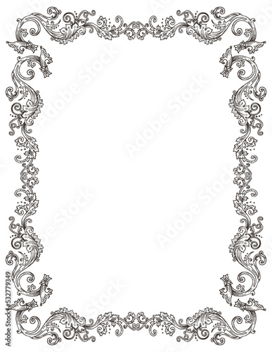 PNG transparent vertical decorative frame in Baroque Victorian vintage retro style