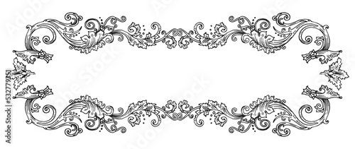 PNG transparent horizontal decorative frame in Baroque Victorian vintage retro style