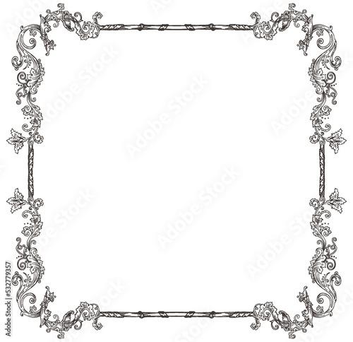 PNG transparent square decorative frame in Baroque Victorian vintage retro  style Stock Illustration