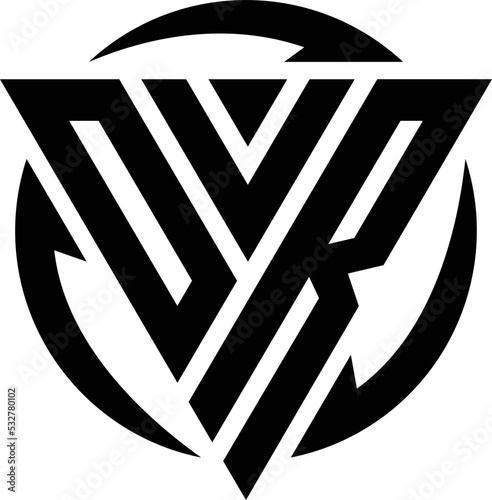 DVR letter logo with the triangle style design