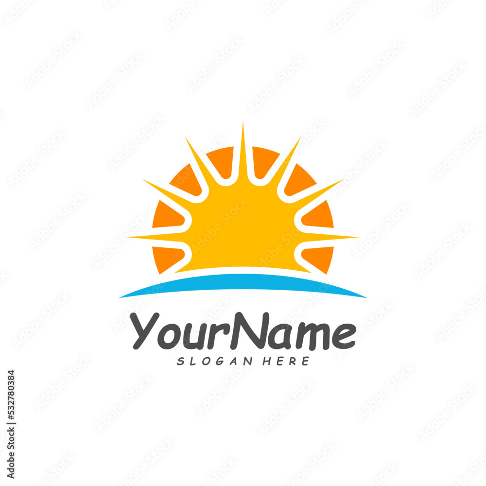 Fototapeta premium Sun logo design template, Creative Sun logo vector, Simple icon symbol