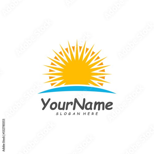 Sun logo design template, Creative Sun logo vector, Simple icon symbol