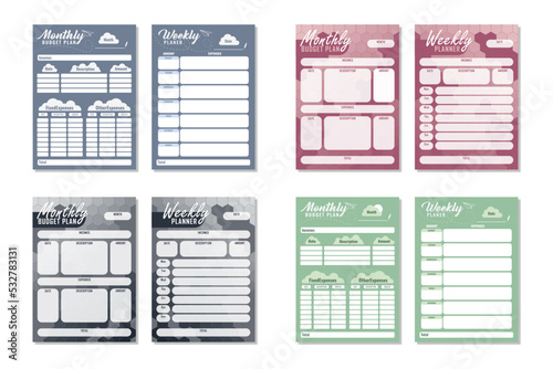 Budget planner, diary, template. Vector illustration