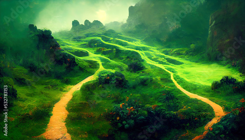 Green trails are seen like