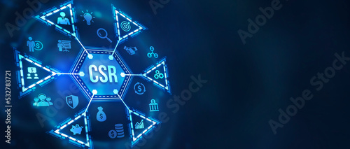 Internet, business, Technology and network concept. CSR abbreviation, modern technology concept. 3d illustration.