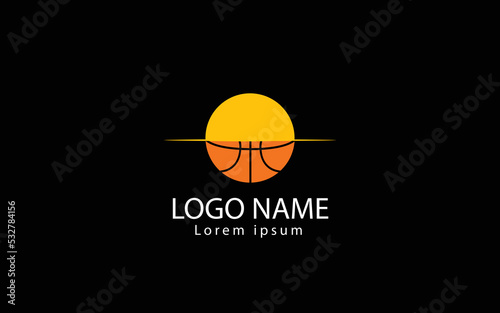basketball and sun logo design