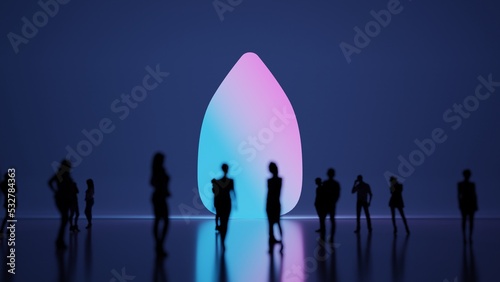 3d rendering people in front of symbol of almond on background