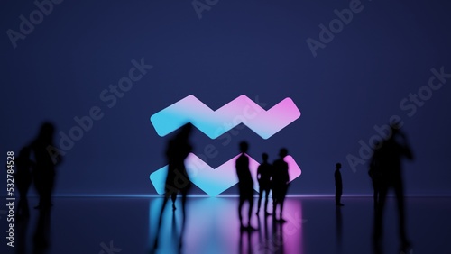 3d rendering people in front of symbol of Aquarius zodiac on background