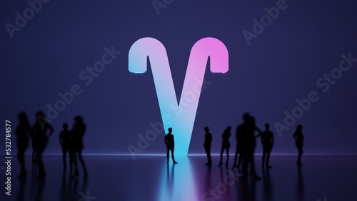 3d rendering people in front of symbol of Aries zodiac on background