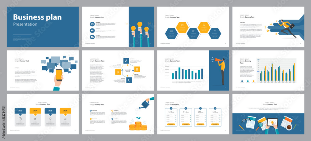 business presentation template design backgrounds and page layout ...
