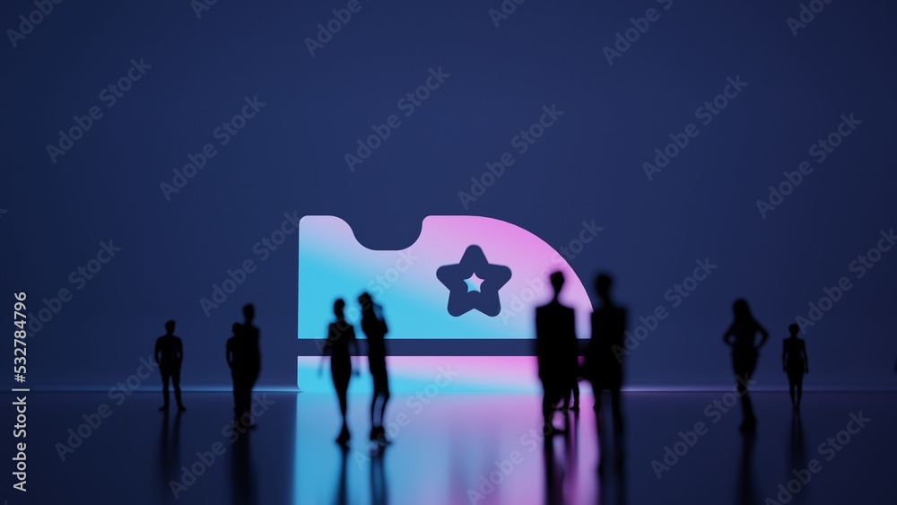 3d rendering people in front of symbol of baby shoe on background