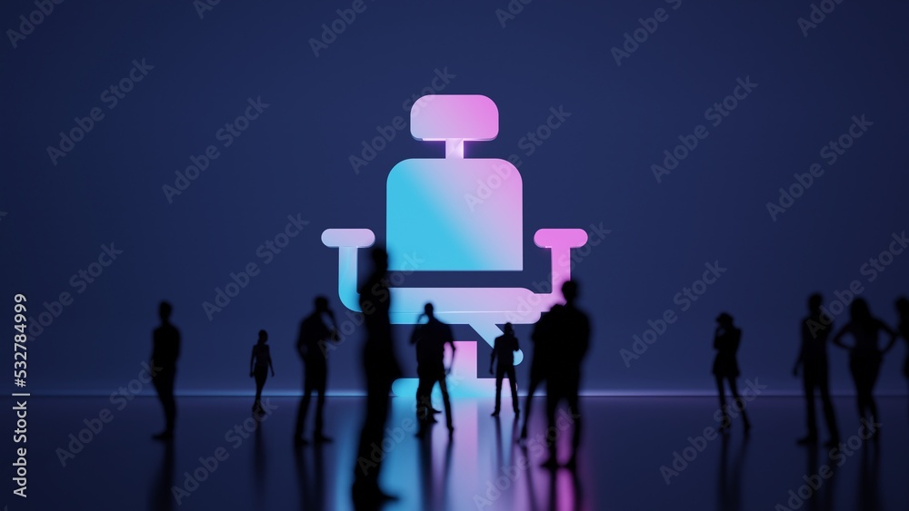 3d rendering people in front of symbol of barber chair on background 3d rendering people in front of symbol of barber chair on background