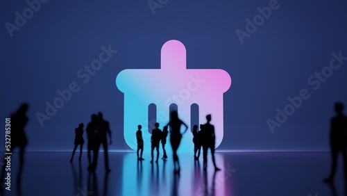 3d rendering people in front of symbol of basket on background