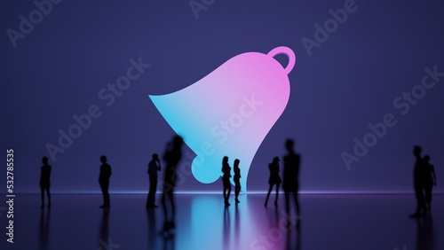 3d rendering people in front of symbol of bell on background