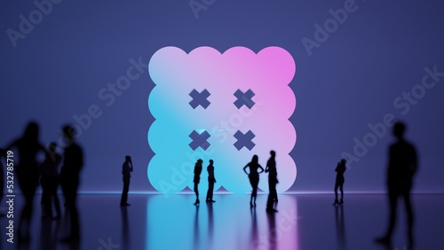 3d rendering people in front of symbol of biscuit on background