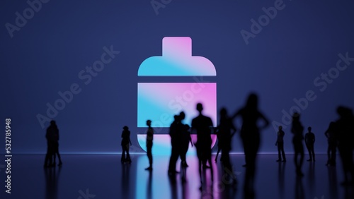 3d rendering people in front of symbol of bottle on background