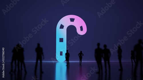 3d rendering people in front of symbol of candy on background