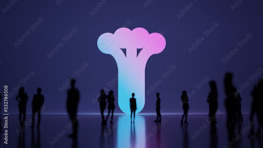 3d rendering people in front of symbol of celery on background