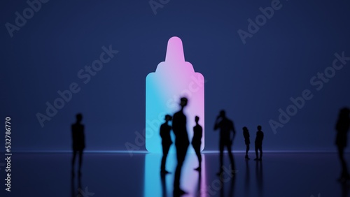 3d rendering people in front of symbol of condiment on background