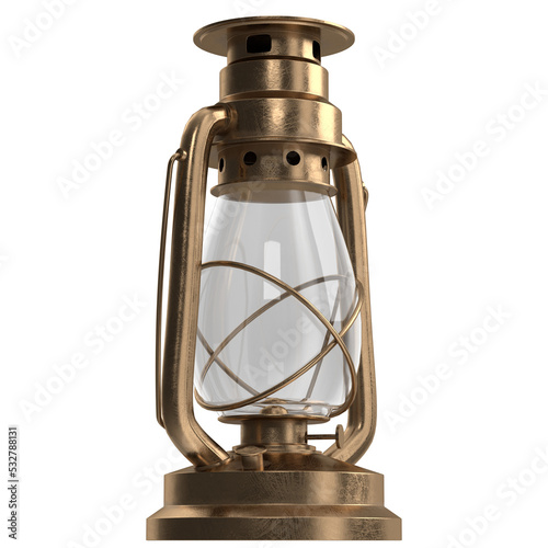 Photography 3D rendering illustration of a kerosene lamp
