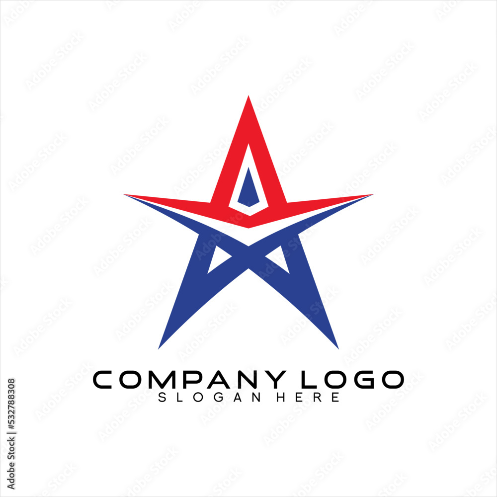Obraz premium Unique star design logo vector with pyramid elements.