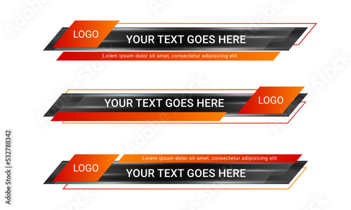 Set of broadcast news lower third banner templates for Television, Video and Media Channels. Futuristic headline bar layout design vector