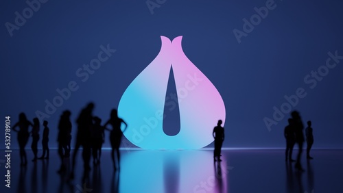 3d rendering people in front of symbol of garlic on background
