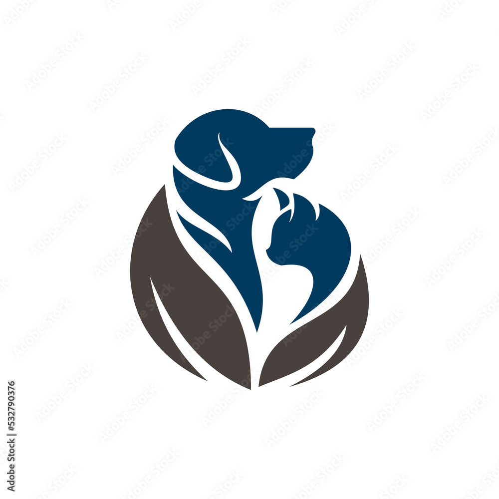 Nature Pet Logo dog cat design vector template. Animals Veterinary clinic Logotype concept outline icon. Nature Pet Logo dog cat design vector template. Animals Veterinary clinic Logotype concept outline icon.