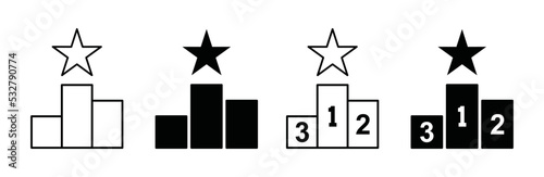 Winner podium or champion stage with stars for ceremony award icon vector