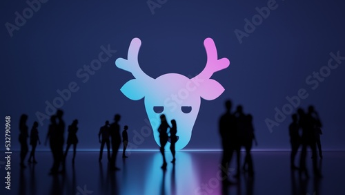 3d rendering people in front of symbol of Christmas reindeer on background