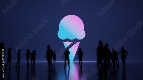 3d rendering people in front of symbol of ice cream on background