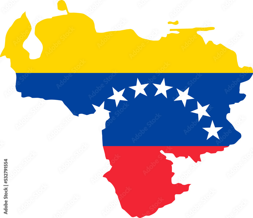Fototapeta premium Venezuela map city color of country flag.