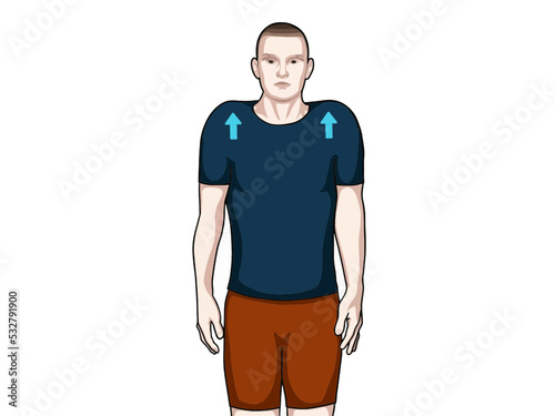 Exercise position illustration for neck and shoulder pain (neck joint). Exercise 8