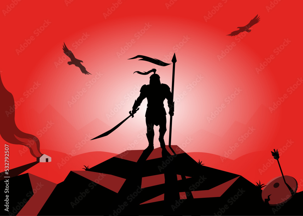 Fototapeta premium Last hero. Illustration. Asian warrior. Nomad.