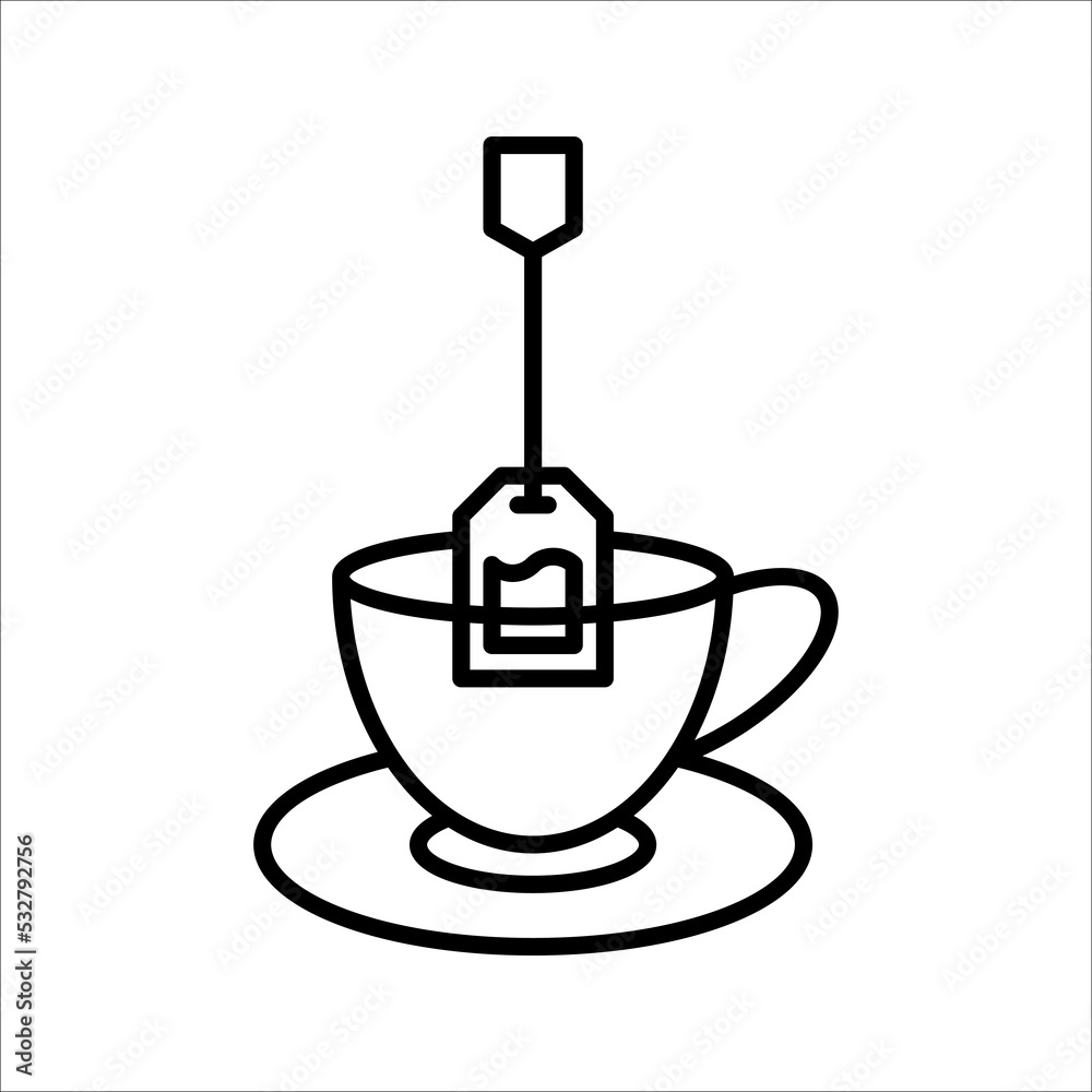 Teabag, dip, aromatic Line icon. Herb tea bag packaging For morning beverage symbol. vector illustration. EPS 10 Teabag, dip, aromatic Line icon. Herb tea bag packaging For morning beverage symbol. vector illustration. EPS 10