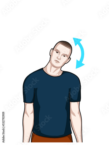 Exercise position illustration for neck and shoulder pain (neck joint). Exercise 11