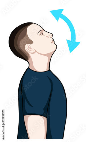 Exercise position illustration for neck and shoulder pain (neck joint). Exercise 13